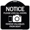 Signmission Lock All Doors Remove Valuable from Sight With Cell Phone and Camera G, A-DES-BW-1818-23531 A-DES-BW-1818-23531 - alternate 1